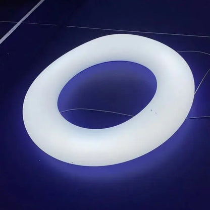 Modern white and dark gray decorbites cloud pendant light featuring a sleek glowing white ring for living room decor