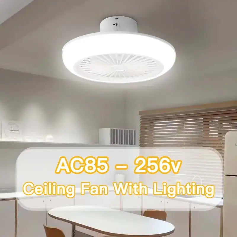 Modern white decorbites ceiling fan with integrated lighting and smooth plastic blades for bedroom use