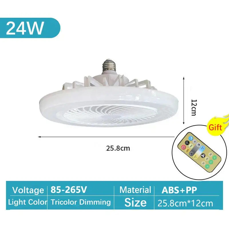 Modern white decorbites ceiling fan with integrated led light remote control made of abs and pp for bedroom use