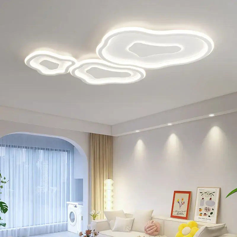Modern white decorbites cloud chandelier with sleek minimalist led ceiling light design for living room use