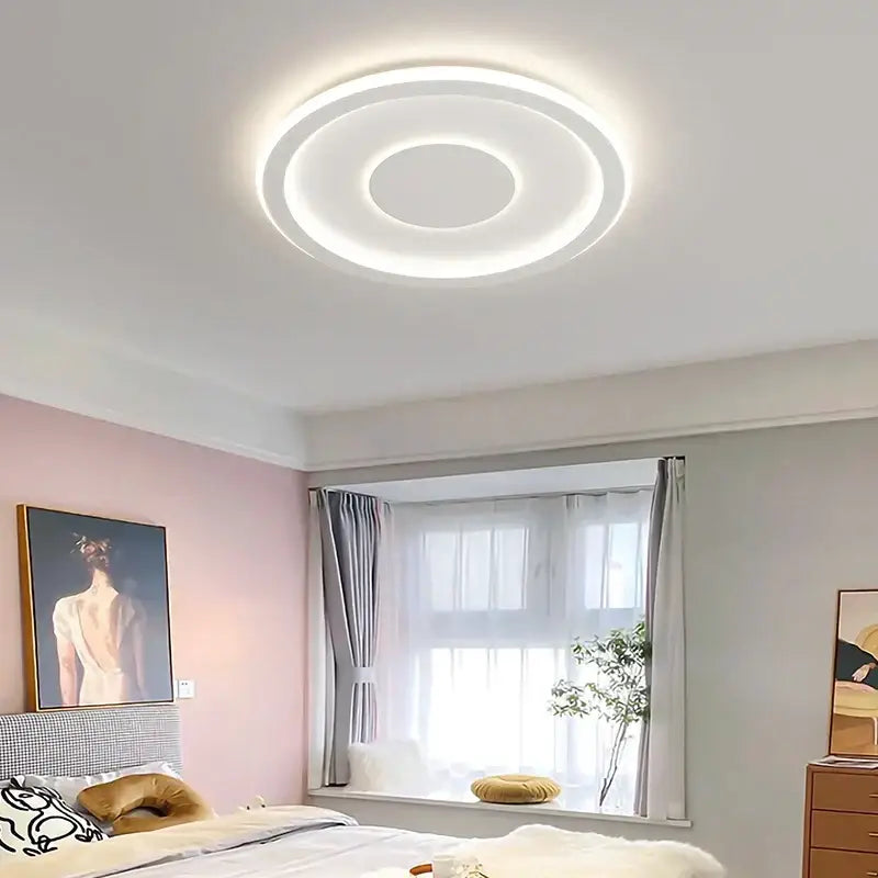 Modern white decorbites cloud chandelier living room ceiling light with circular led rings and soft white glow centerpiece