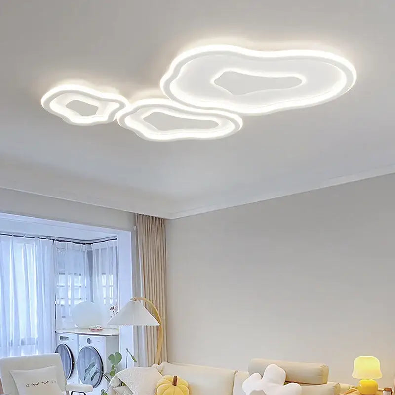 Modern white decorbites cloud chandelier with sleek minimalist led ceiling light design for living room decor