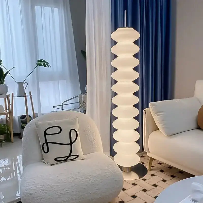 Modern white decorbites cream sugar gourd floor lamp with a sleek segmented design for living room lighting