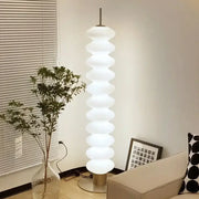 Modern white decorbites cream sugar gourd floor lamp with stacked rounded segments and metallic base for living room