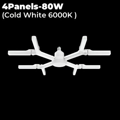 Modern white deformable led garage light with four symmetrical panels ideal for bright led garage lights decorbites deformable led
