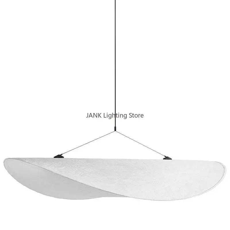 Modern white fabric pendant chandelier with sleek curved design and designer cloth cover for bedroom decorbites lighting
