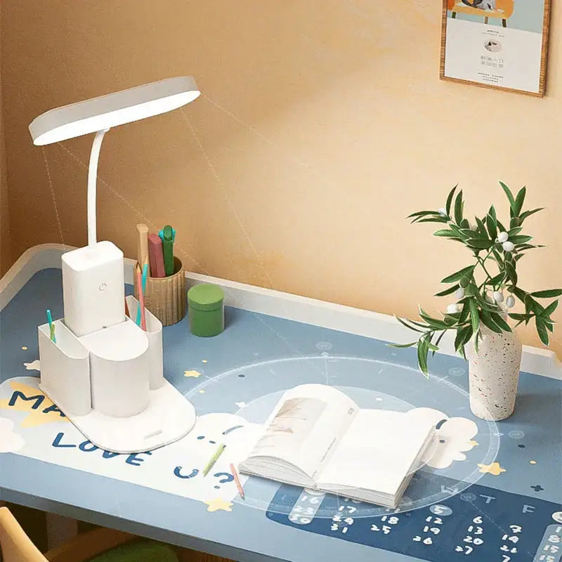 Modern white dimmable led desk lamp with pen holder and sleek design perfect for bedroom decorbites dimmable led desk lamp