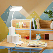 Modern white dimmable led desk lamp with flexible gooseneck and integrated pen holder for bedroom decorbites dimmable led