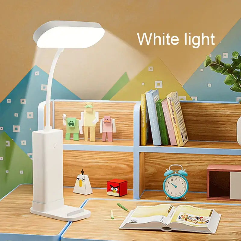 Modern white dimmable led desk lamp with adjustable arm and pen holder ideal for bedroom decorbites dimmable led desk lamp