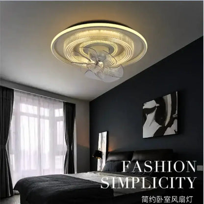 Modern white dimmable led fan ceiling lamp with sleek circular design for bedroom decorbites dimmable led ceiling lamp