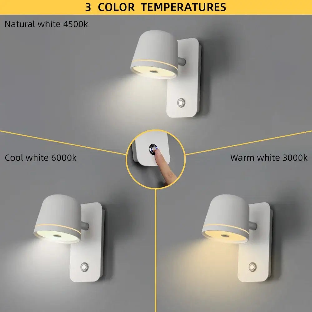 Modern white dimmable led wall sconce with adjustable color temperature for bedroom decorbites dimmable led spotlight