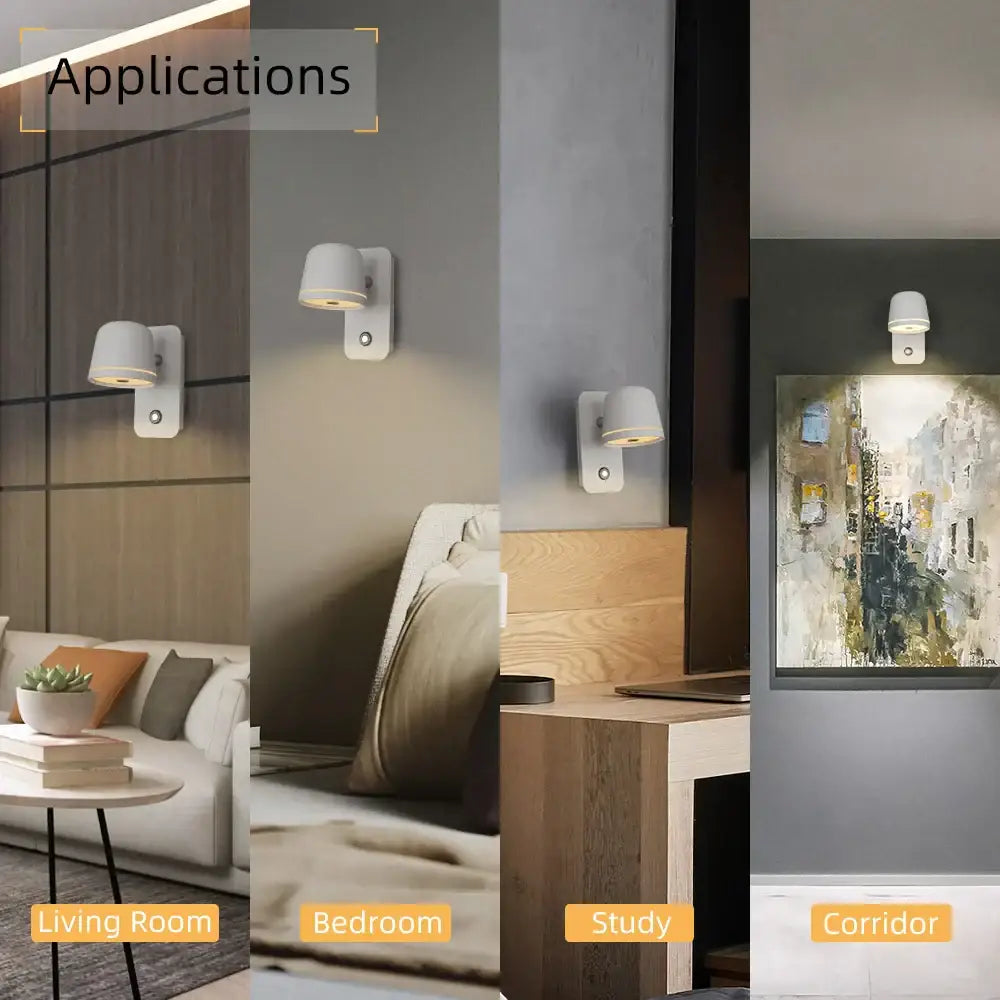 Modern white dimmable led wall sconce with sleek adjustable head for bedroom lighting by decorbites dimmable led
