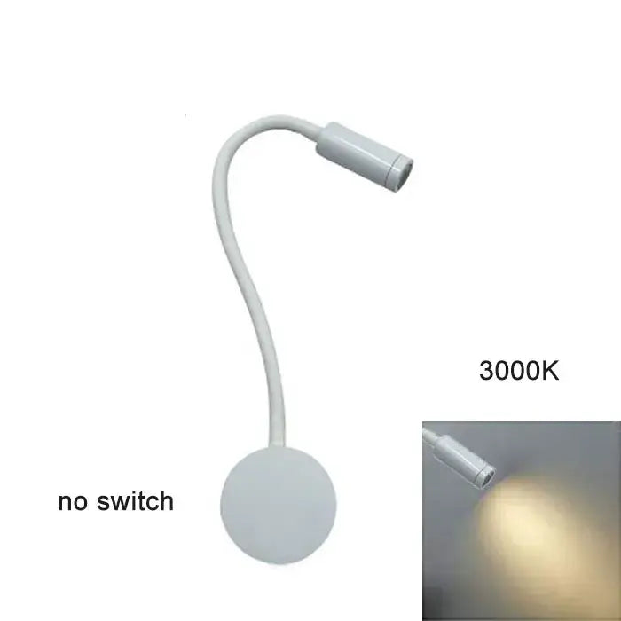 Modern white dimmable led wall sconce reading light with flexible gooseneck and 3000k warm light decorbites dimmable led