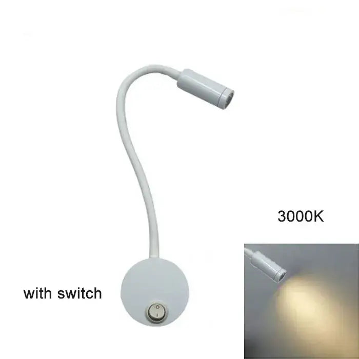 Modern white dimmable led wall sconce reading light with a circular base and adjustable gooseneck emitting 3000k warm light decorbites dimmable led