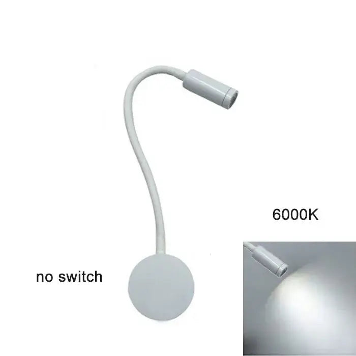 Modern white dimmable led wall sconce reading light with white flexible gooseneck decorbites dimmable led emitting 6000k cool white light