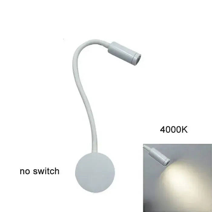 Modern white dimmable led wall sconce reading light with flexible gooseneck and 4000k cool white light by decorbites dimmable led