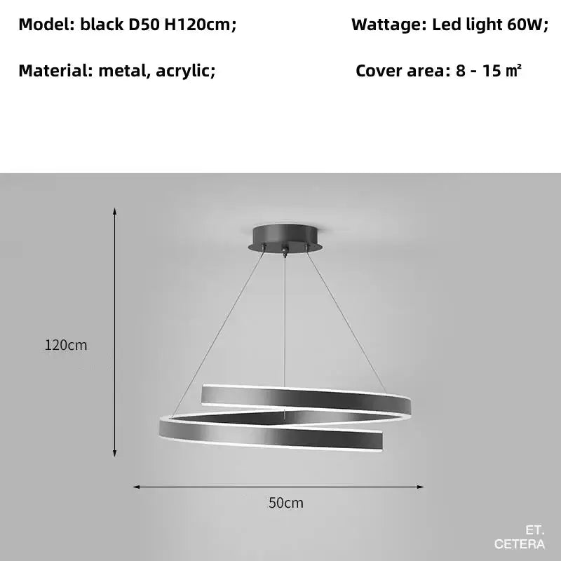Black d50 led dimmable metal acrylic pendant light with interlocking rings for modern dining room decorbites dimmable metal
