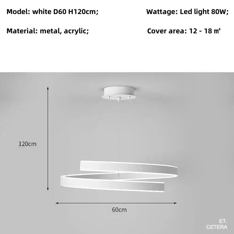 Modern white dimmable metal acrylic pendant ring light with double-ring design for dining room decorbites dimmable metal
