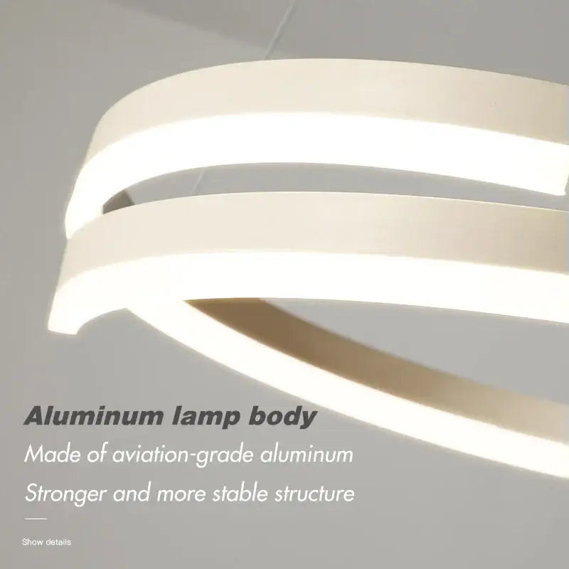 Modern white dimmable metal acrylic pendant ring light with sleek curved aluminum body for dining room decorbites dimmable metal