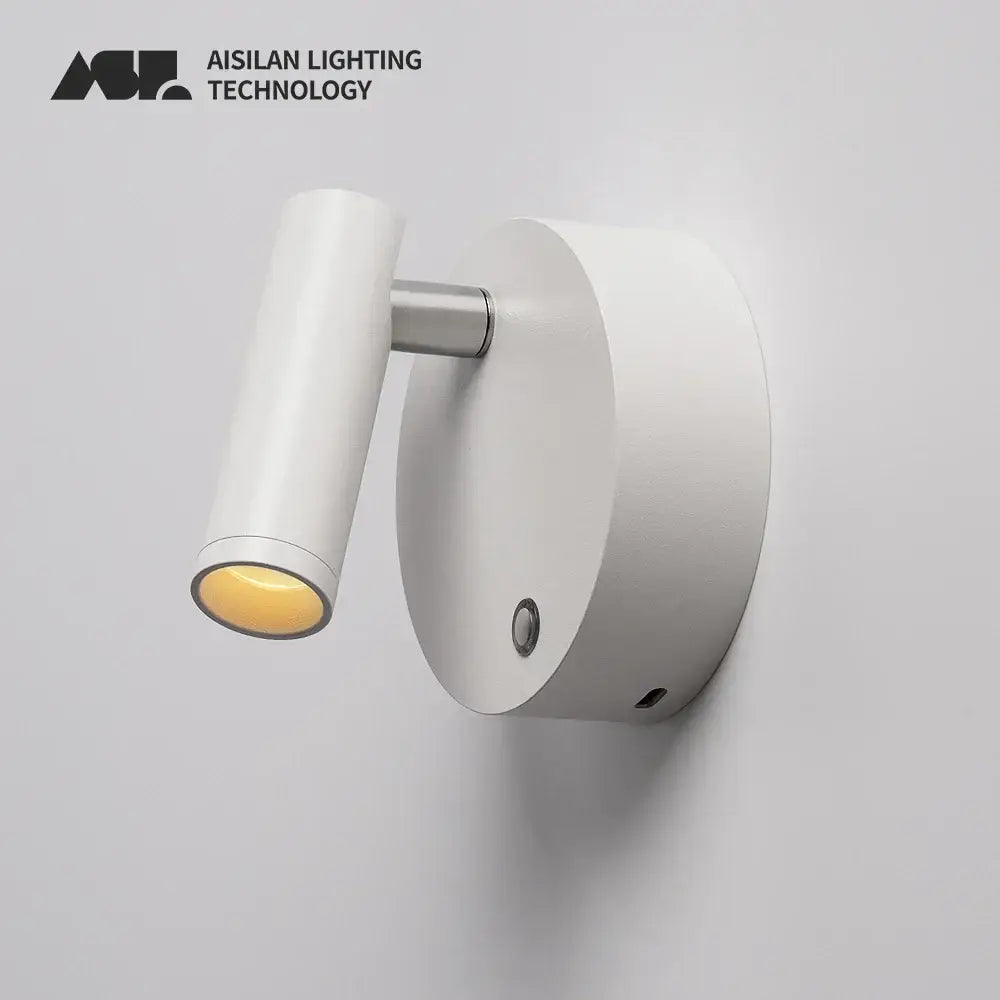 Modern white dimmable wireless wall mounted spotlight with frosted glass lens emitting warm yellow light for bedroom decorbites dimmable wireless