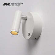 Modern white dimmable wireless wall mounted spotlight with frosted glass lens emitting warm yellow light for bedroom decorbites dimmable wireless