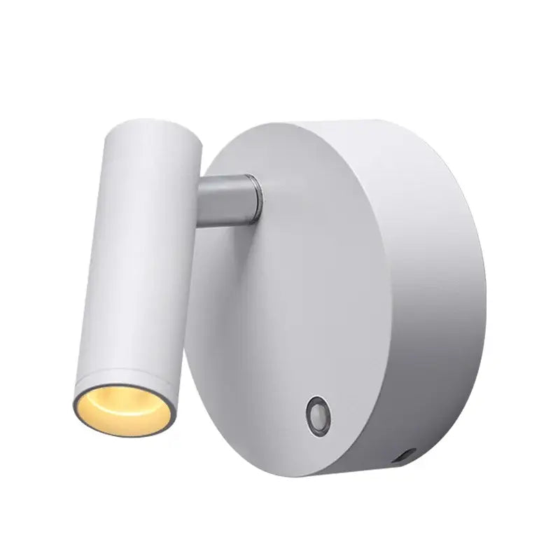 Modern white dimmable wireless wall mounted spotlight with frosted lens emitting warm yellow light for bedroom decorbites dimmable wireless