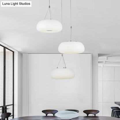 Modern White Doughnut Pendant Lamp: LED Metal Ceiling Light for Dining Room