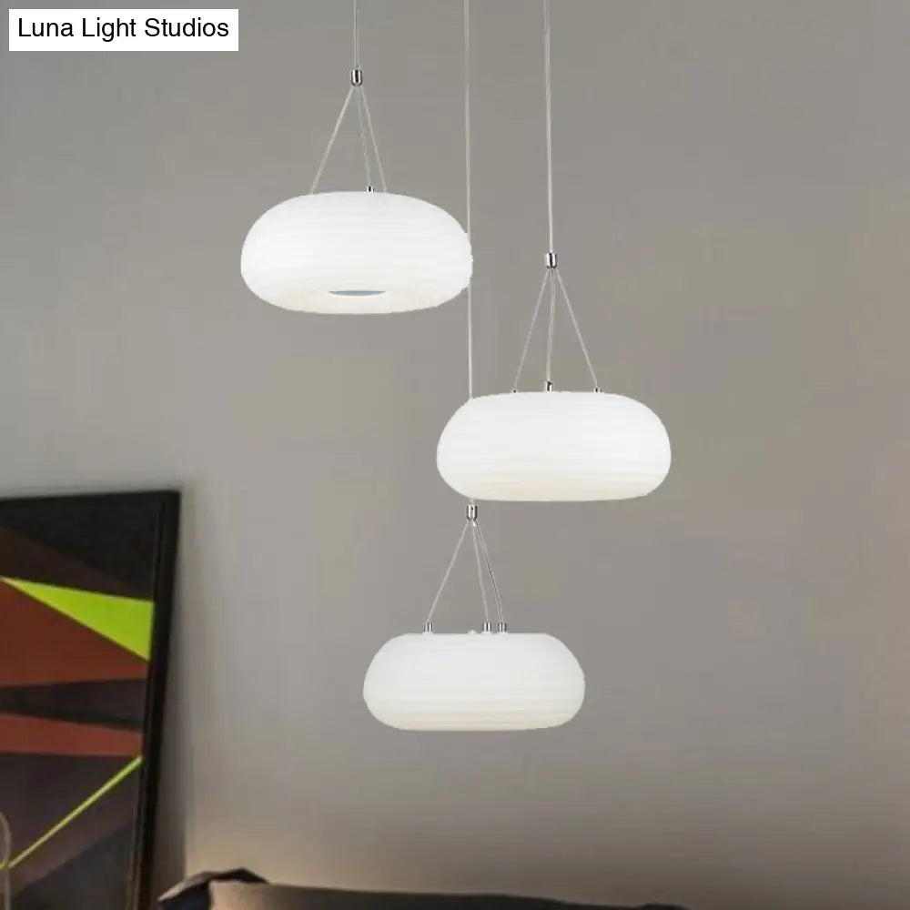 Modern White Doughnut Pendant Lamp: LED Metal Ceiling Light for Dining Room