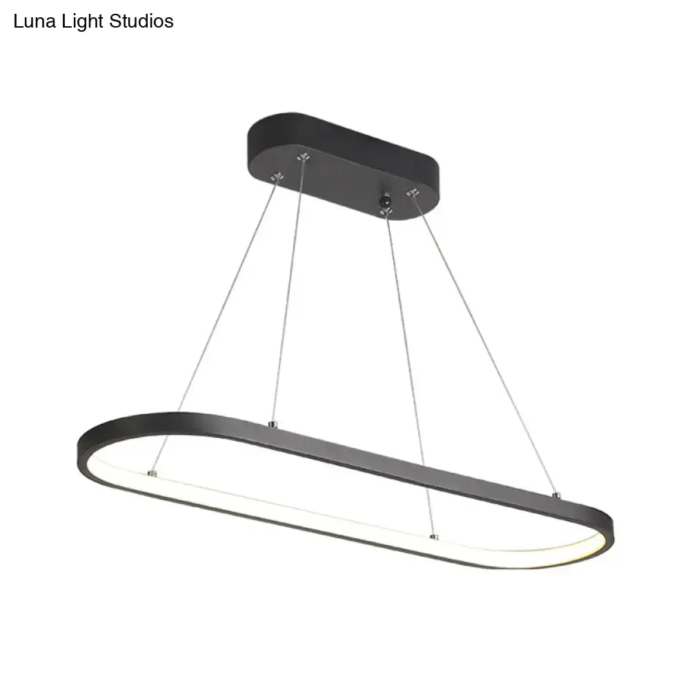 Decorbites modern black oval pendant light with ellipse metal shade featuring integrated led warm white bulb base