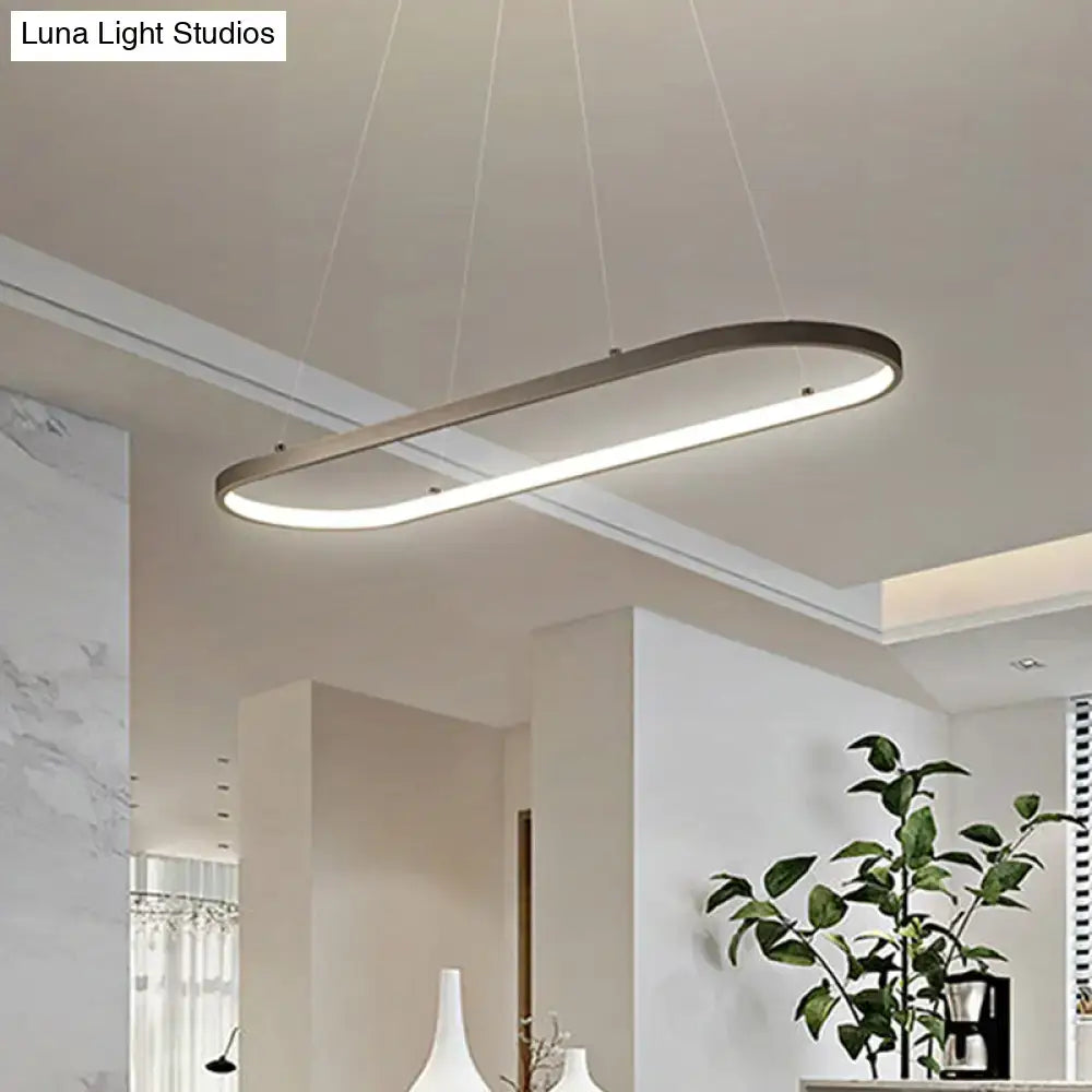Decorbites modern led restaurant ceiling fixture with ellipse metal shade in black white emits warm white light with integrated bulb base