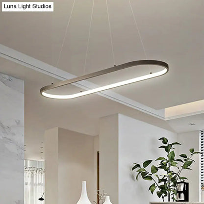 Decorbites modern led restaurant ceiling fixture with ellipse metal shade in black white emits warm white light with integrated bulb base