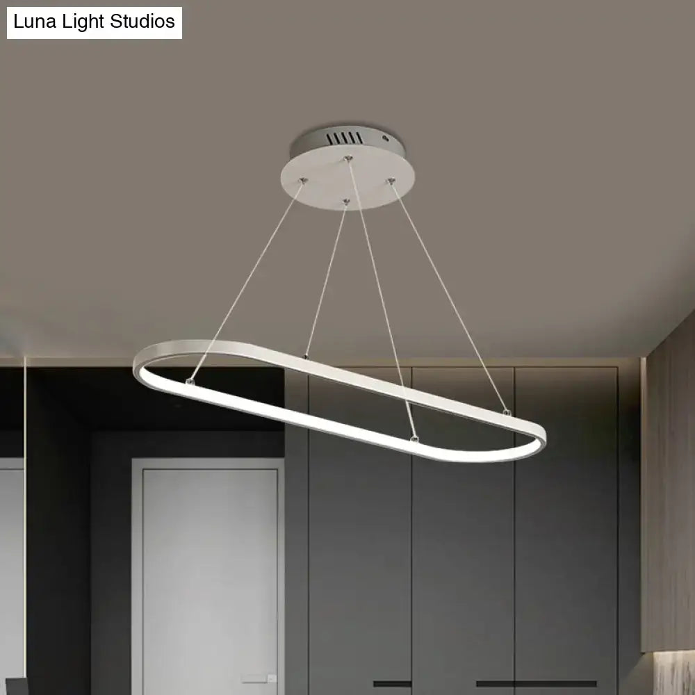 Modern oval-shaped led ceiling light with ellipse metal shade in black and white featuring warm white bulb base lighting