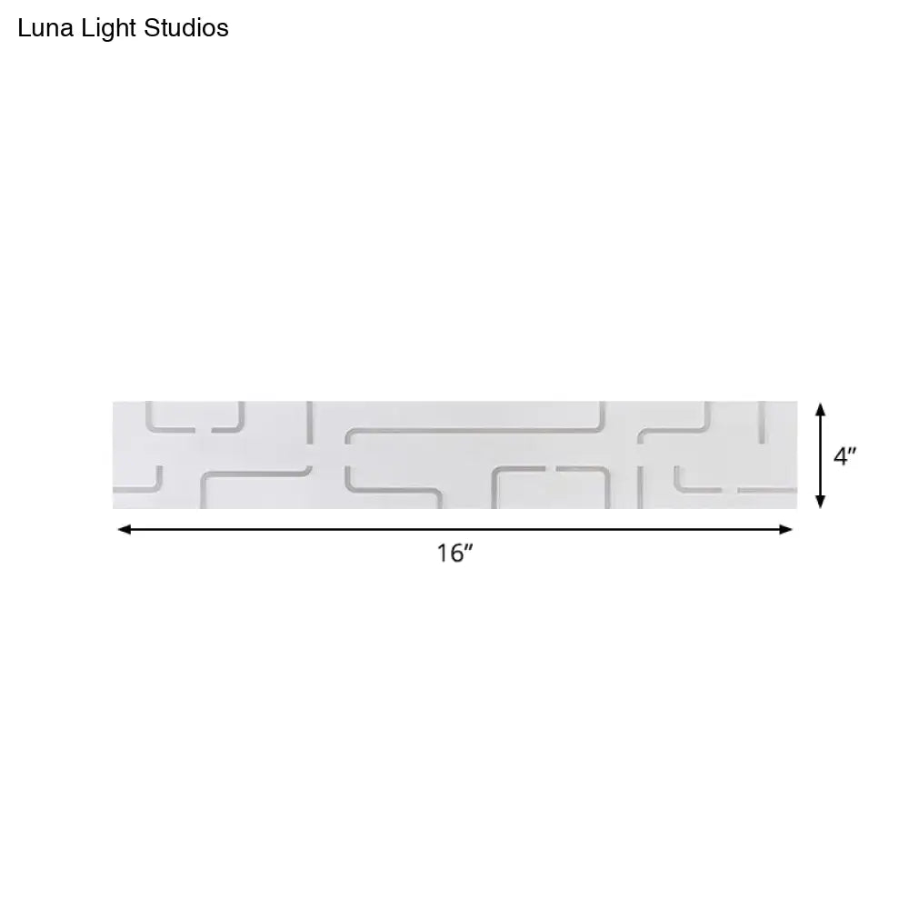 DecorBites™ DecorBites™ Modern White Etched Rectangle LED Acrylic Wall Light Fixture in Warm/White Light