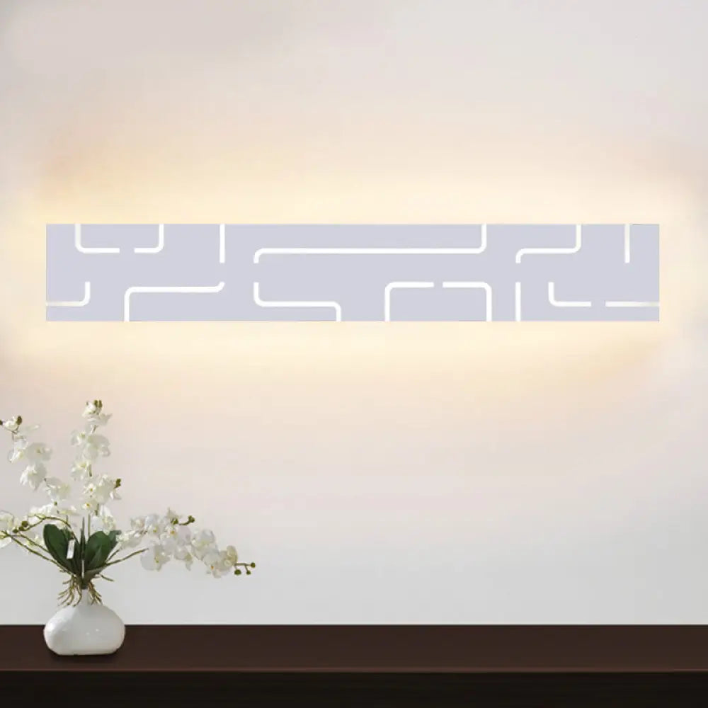 DecorBites™ DecorBites™ Modern White Etched Rectangle LED Acrylic Wall Light Fixture in Warm/White Light
