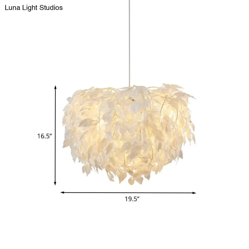 Lámpara colgante moderna de tela blanca con forma de hoja - Kit de lámpara colgante de 4 luces para dormitorio