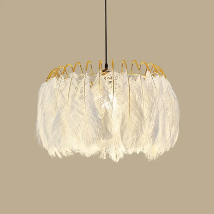 Modern White Feather Hanging Chandelier for Living Room