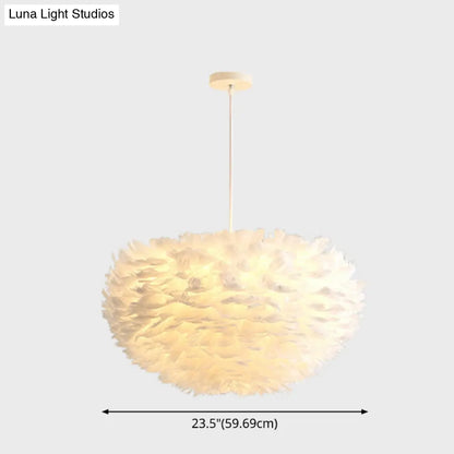 Lámpara colgante moderna de plumas blancas para dormitorio