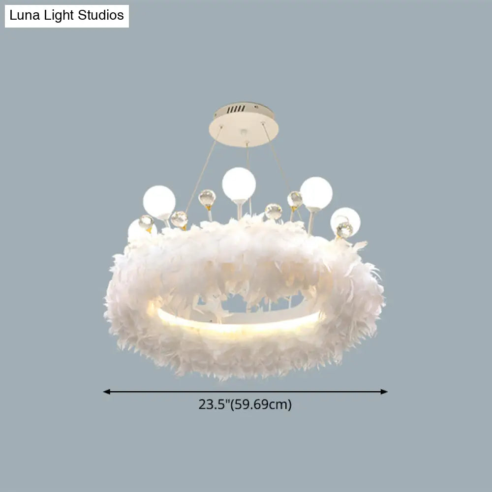 Lámpara colgante moderna de plumas blancas para dormitorio