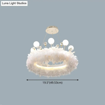 Lámpara colgante moderna de plumas blancas para dormitorio