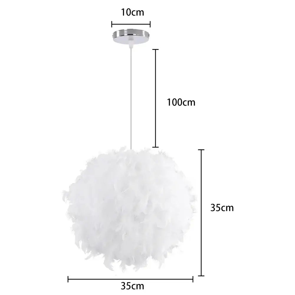 Modern white feather pendant light with chrome finish ceiling mount and 100cm hanging length for bedroom use