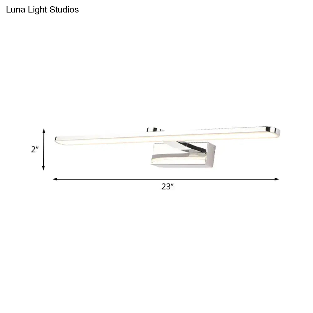 Modern white finish wall light with chrome-finished rectangular design and integrated led bulb for bathroom sconce use