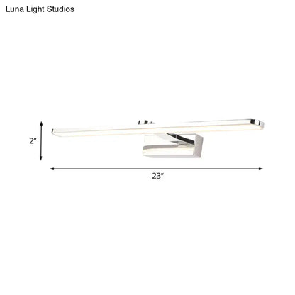 Modern white finish wall light with chrome-finished rectangular design and integrated led bulb for bathroom sconce use