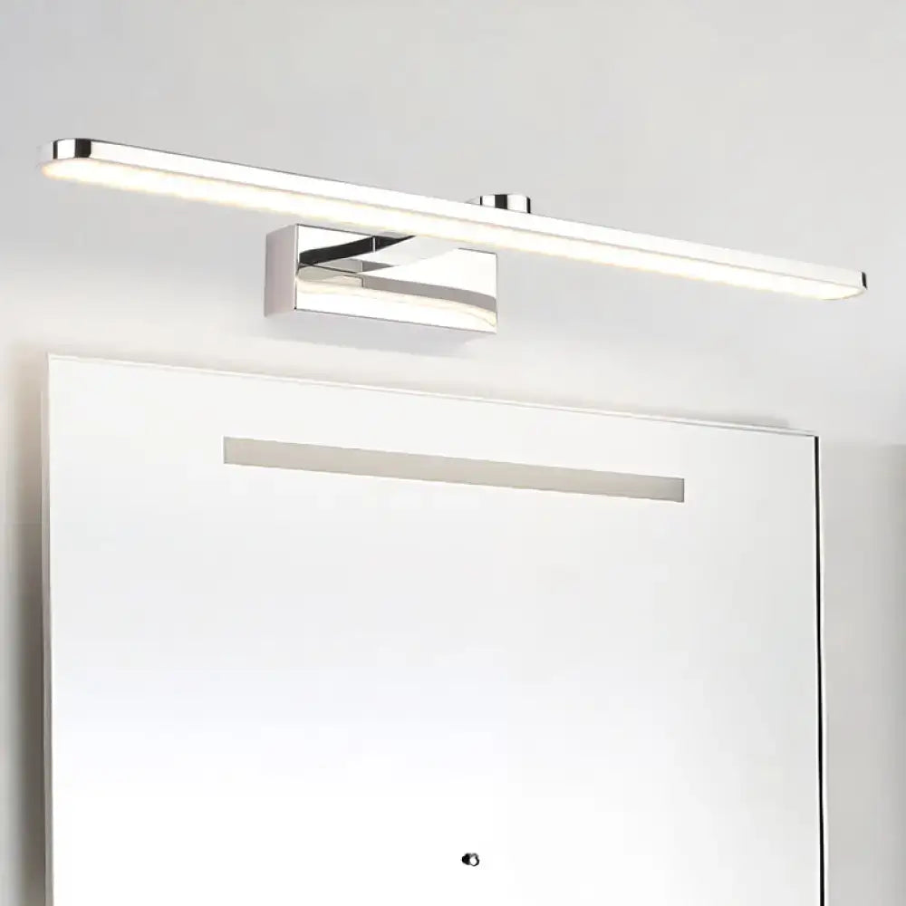 Modern white finish led wall light bathroom sconce with chrome finish rectangular design and integrated led bulb illumination