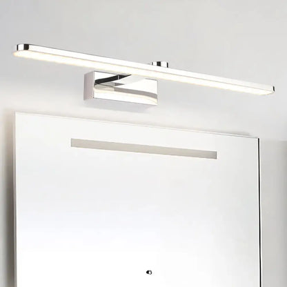 Modern white finish led wall light bathroom sconce with chrome finish rectangular design and integrated led bulb illumination