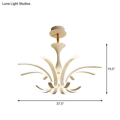 Lámpara de techo colgante LED moderna con diseño de fuegos artificiales blancos para sala de estar