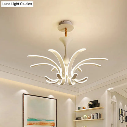 Lámpara de techo colgante LED moderna con diseño de fuegos artificiales blancos para sala de estar