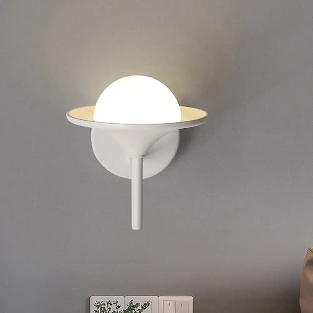Modern white flared sconce light with frosted glass diffuser for bedroom wall lamp 110v-120v and 220v-240v use