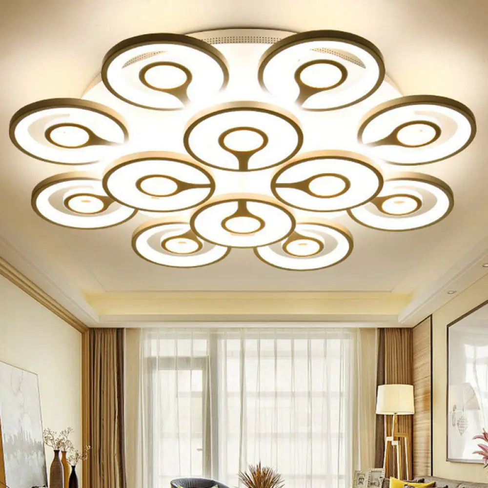 DecorBites™ DecorBites™ Modern White Floral LED Ceiling Light with Acrylic Fixture - Semi-Flush Mount for Living Room