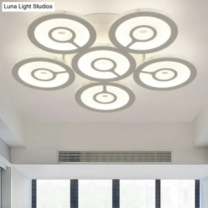 DecorBites™ DecorBites™ Modern White Floral LED Ceiling Light with Acrylic Fixture - Semi-Flush Mount for Living Room