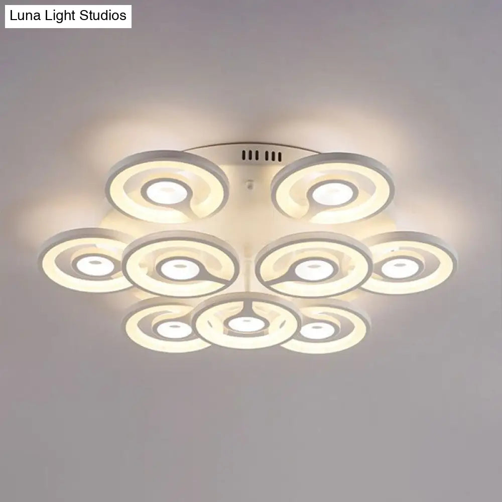 DecorBites™ DecorBites™ Modern White Floral LED Ceiling Light with Acrylic Fixture - Semi-Flush Mount for Living Room